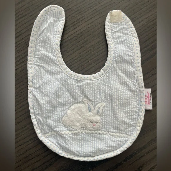 3Marthas Seersucker Bunny Baby Bib - Picture 1 of 4